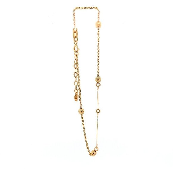 18K Yellow Gold Bracelet Oval Beads Size 7 inches plus one inch Extension Charm - Picture 8 of 13